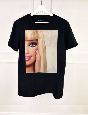 Тениска Barbie face black 008